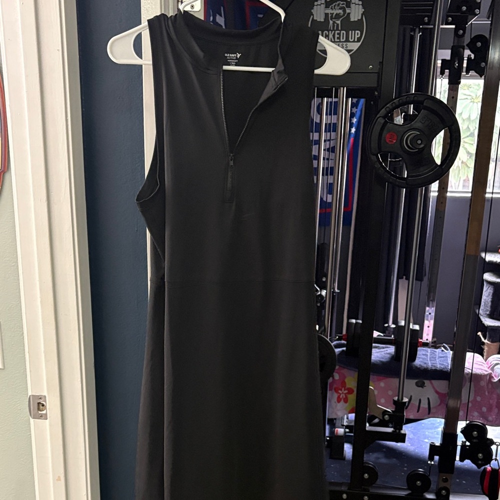 Old Navy Black Midi Dress with Zip Front